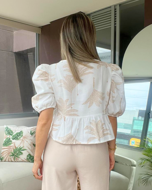 Blusa lino palmeras