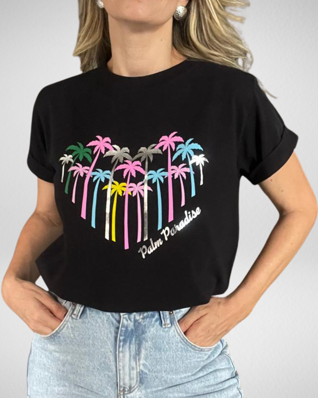 Camiseta corazón palmeras