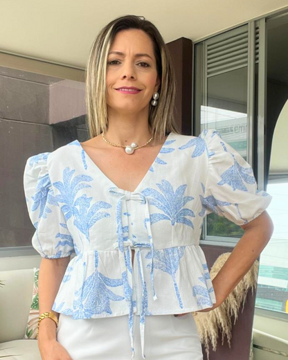 Blusa lino palmeras