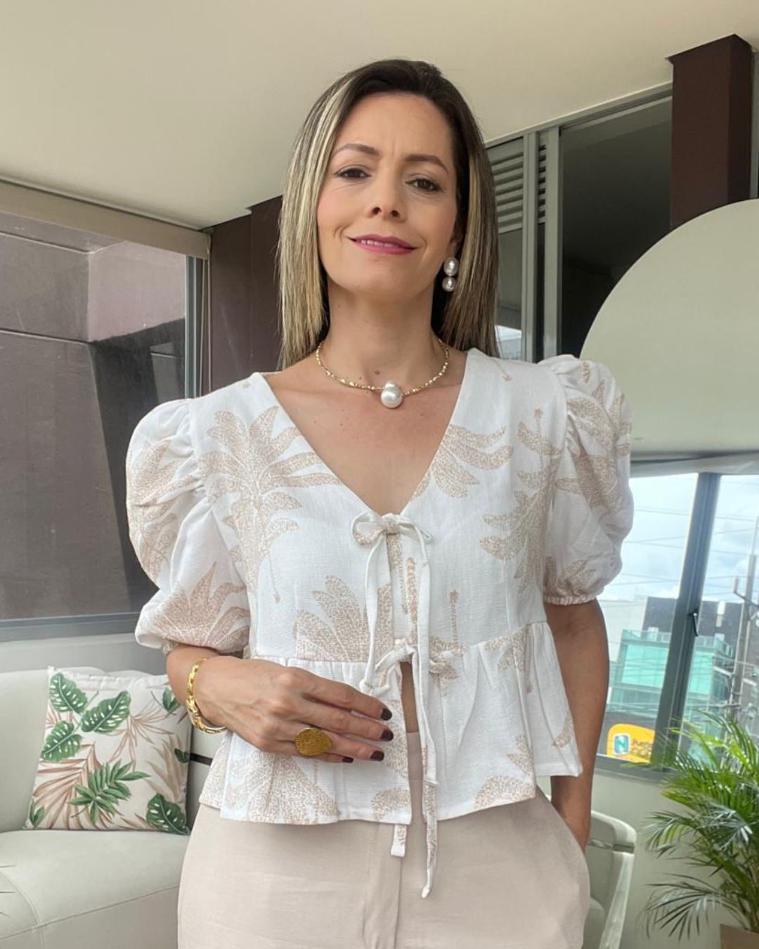 Blusa lino palmeras