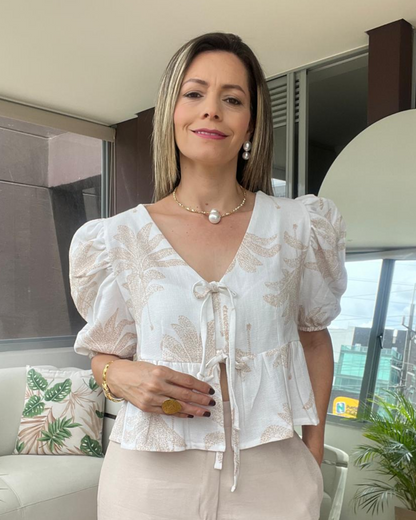 Blusa lino palmeras