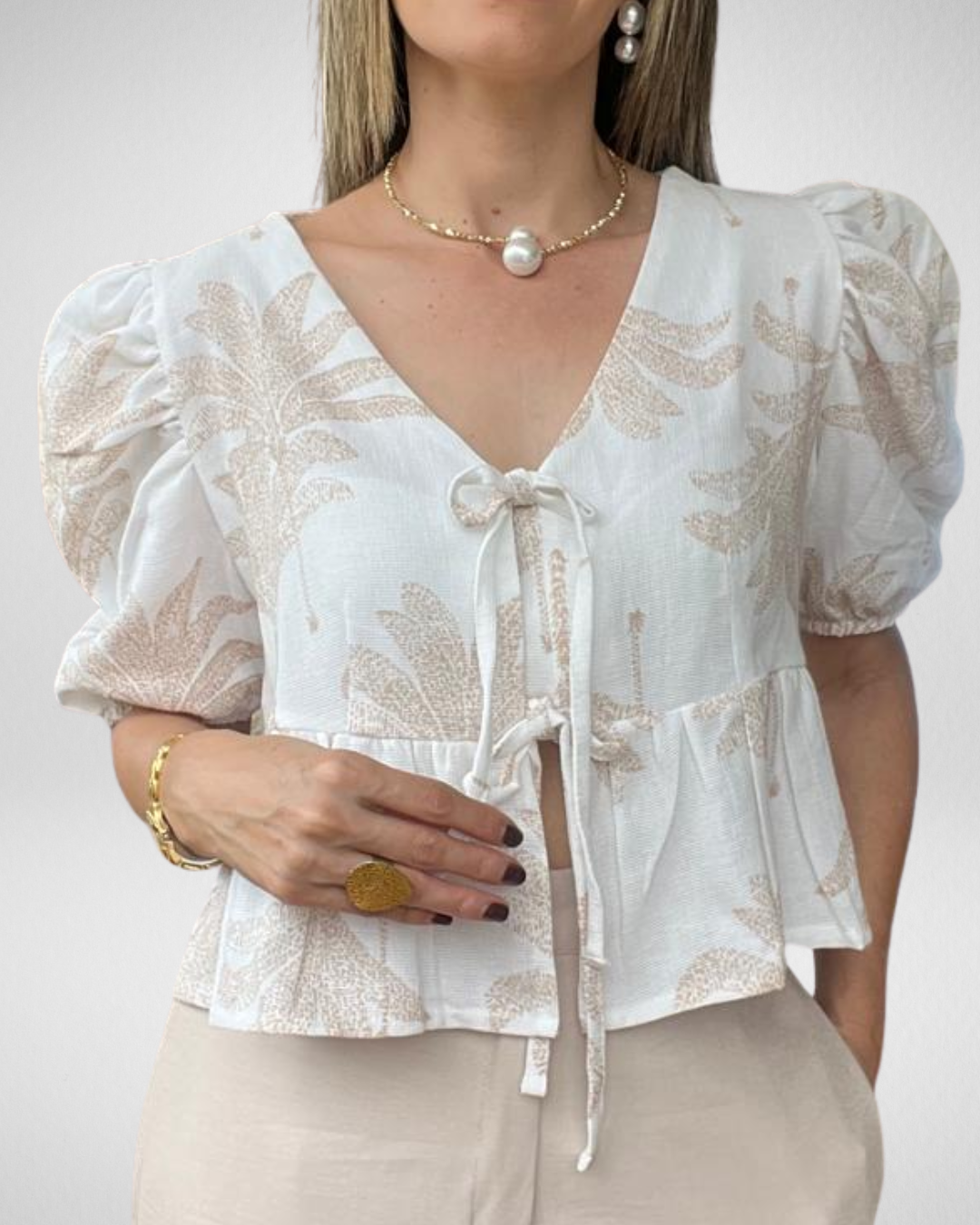 Blusa lino palmeras